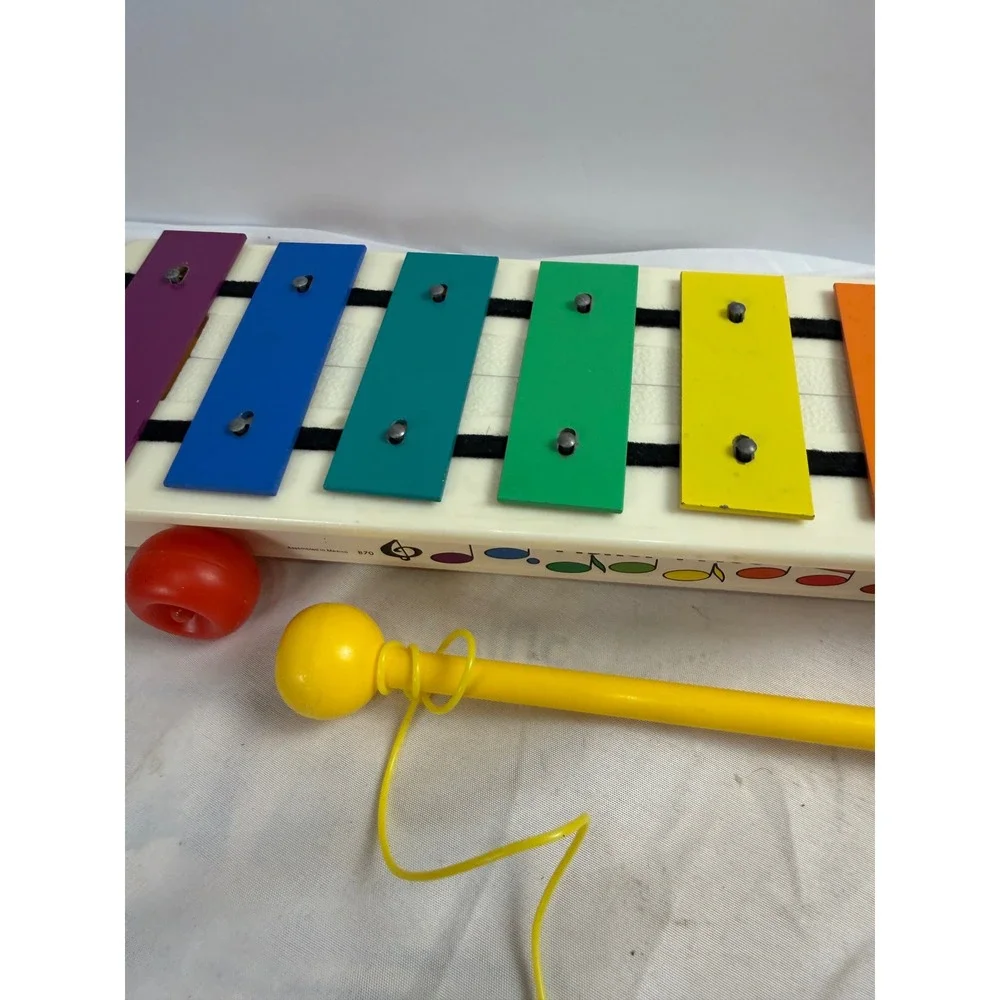 Vintage Fisher Price Pull-a-Tune Xylophone 870 Musical Pull Toy